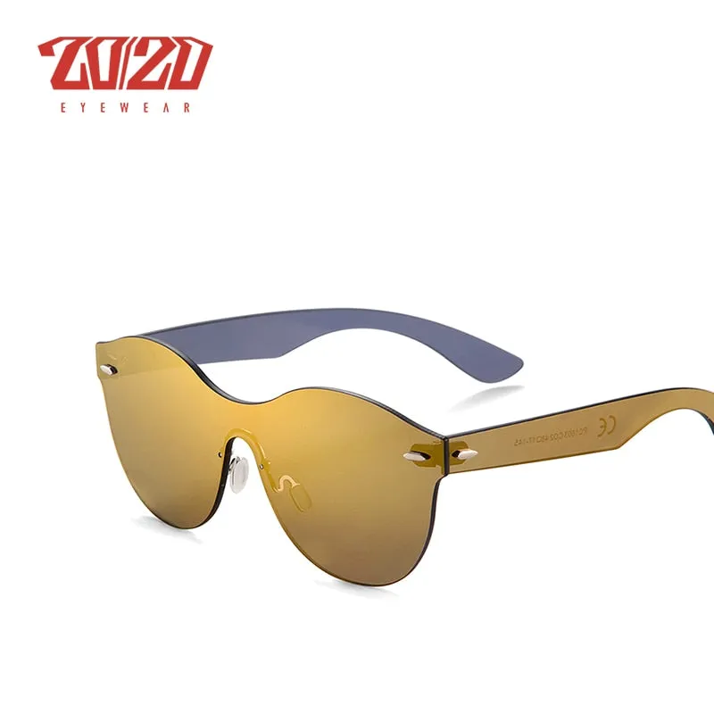 20/20 Round Flat Rimless Unisex Sunglasses Pc1603