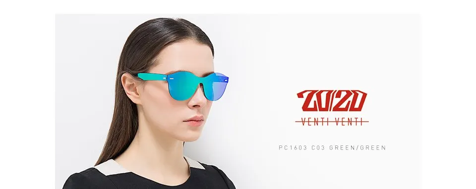 20/20 Round Flat Rimless Unisex Sunglasses Pc1603