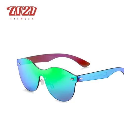 20/20 Round Flat Rimless Unisex Sunglasses Pc1603