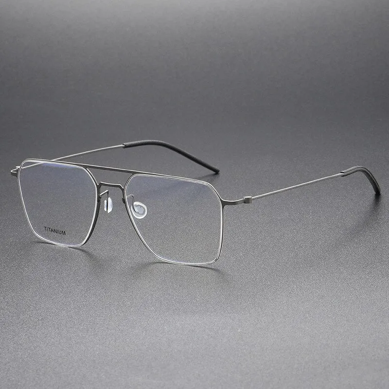 Aissuarvey Men's Full Rim Square Double Bridge Titanium Eyeglasses 554417