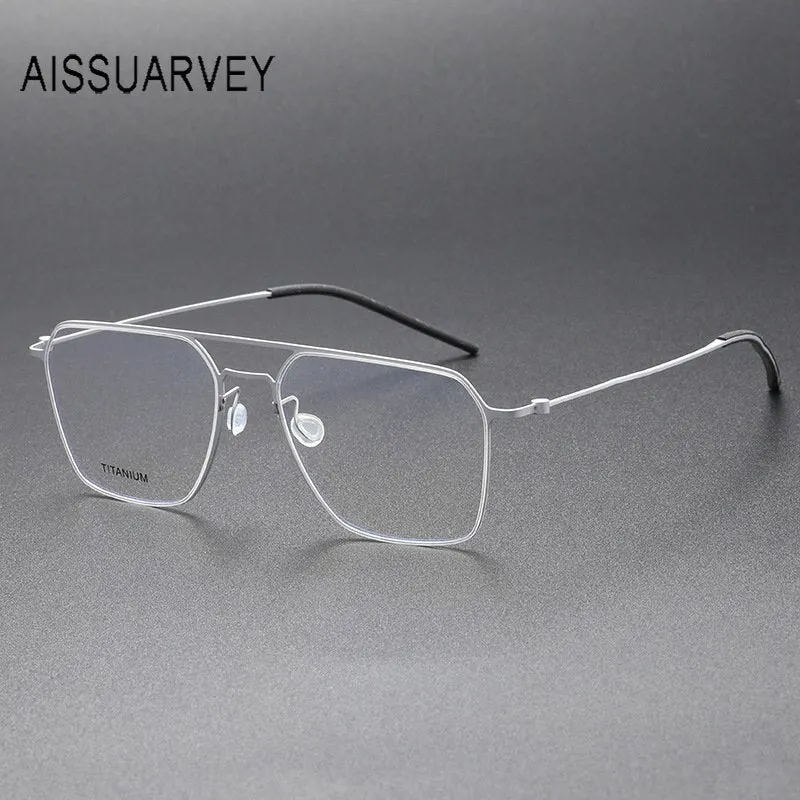 Aissuarvey Men's Full Rim Square Double Bridge Titanium Eyeglasses 554417