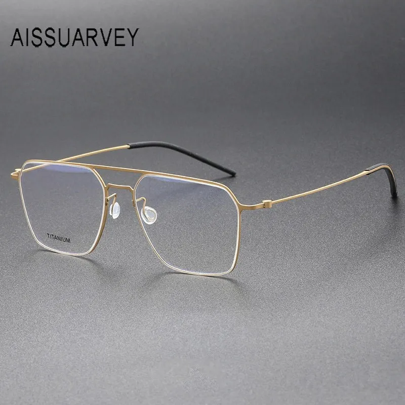 Aissuarvey Men's Full Rim Square Double Bridge Titanium Eyeglasses 554417