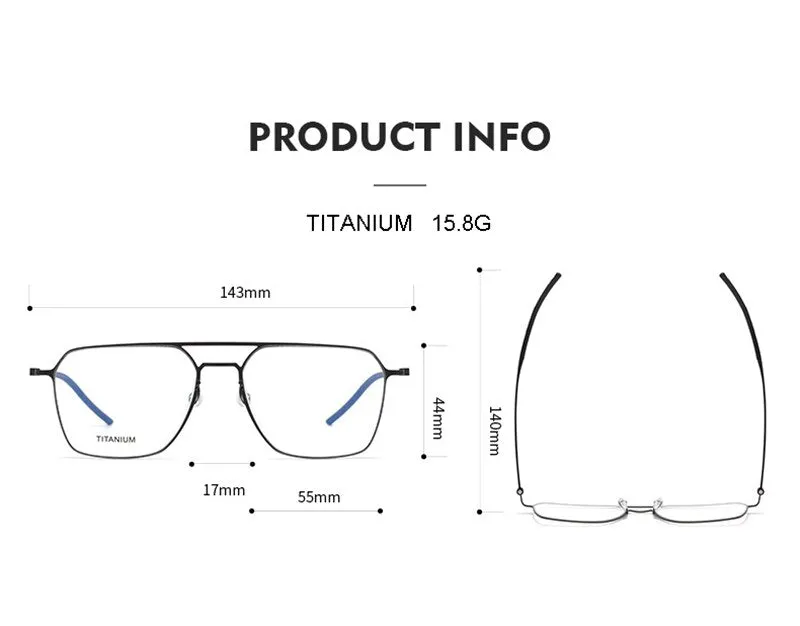 Aissuarvey Men's Full Rim Square Double Bridge Titanium Eyeglasses 554417