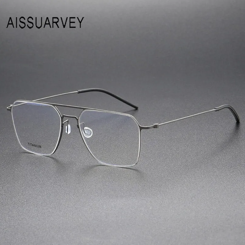 Aissuarvey Men's Full Rim Square Double Bridge Titanium Eyeglasses 554417