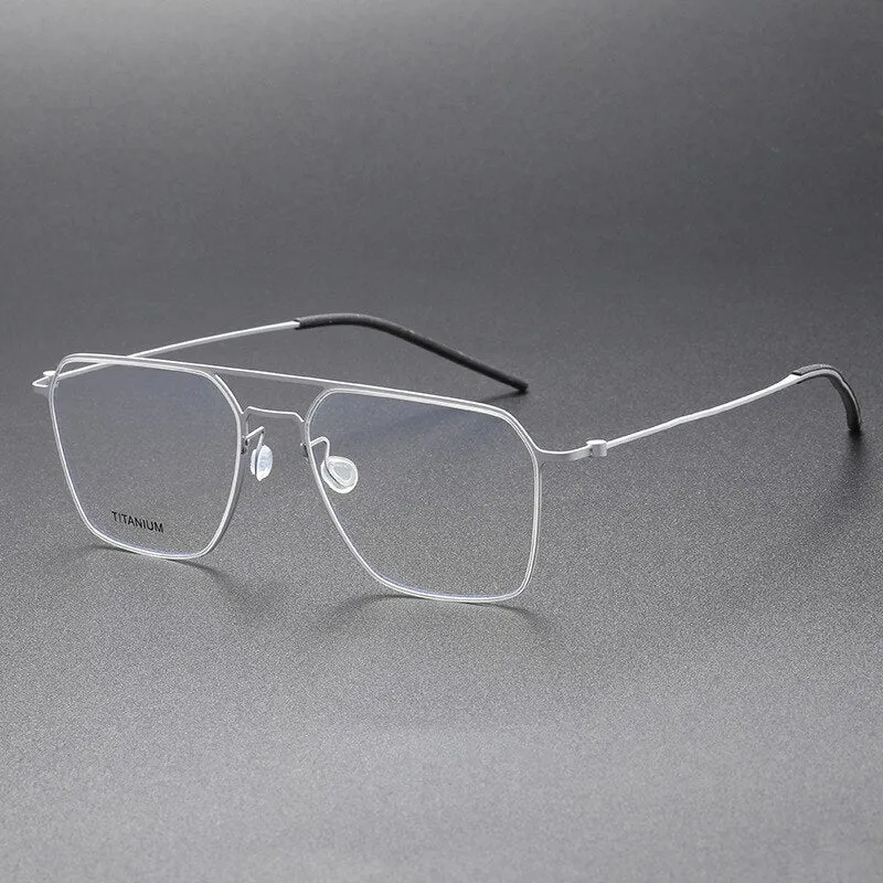 Aissuarvey Men's Full Rim Square Double Bridge Titanium Eyeglasses 554417