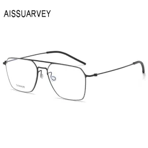 Aissuarvey Men's Full Rim Square Double Bridge Titanium Eyeglasses 554417