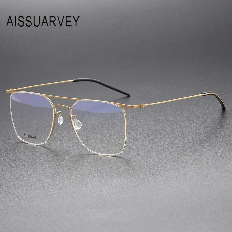 Aissuarvey Men's Full Rim Square Double Bridge Titanium Eyeglasses