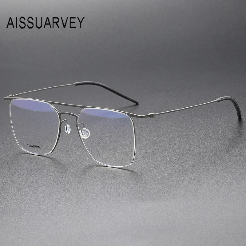 Aissuarvey Men's Full Rim Square Double Bridge Titanium Eyeglasses