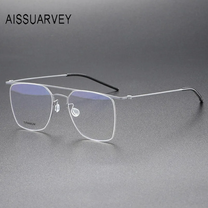 Aissuarvey Men's Full Rim Square Double Bridge Titanium Eyeglasses