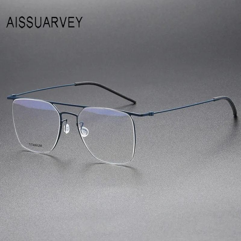 Aissuarvey Men's Full Rim Square Double Bridge Titanium Eyeglasses