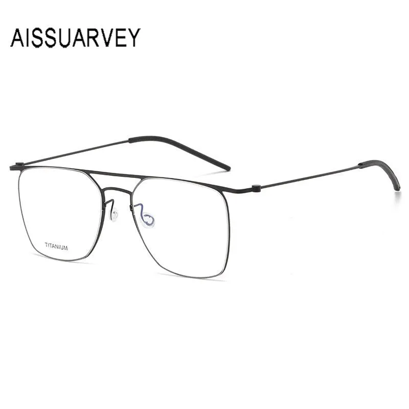 Aissuarvey Men's Full Rim Square Double Bridge Titanium Eyeglasses