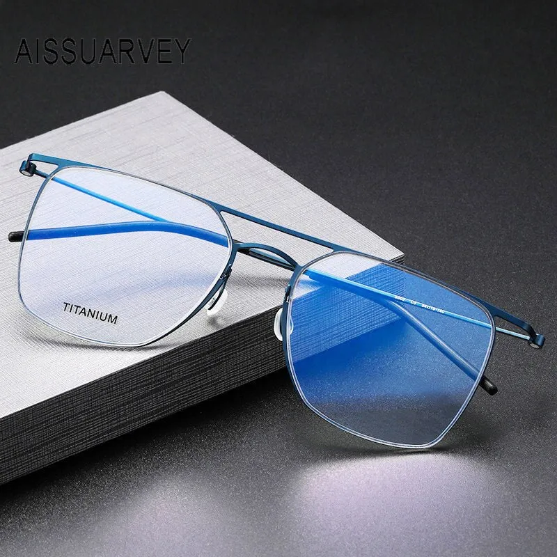 Aissuarvey Men's Full Rim Square Double Bridge Titanium Eyeglasses