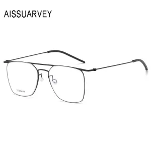 Aissuarvey Men's Full Rim Square Double Bridge Titanium Eyeglasses