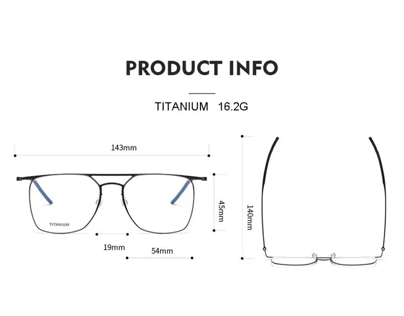 Aissuarvey Men's Full Rim Square Double Bridge Titanium Eyeglasses