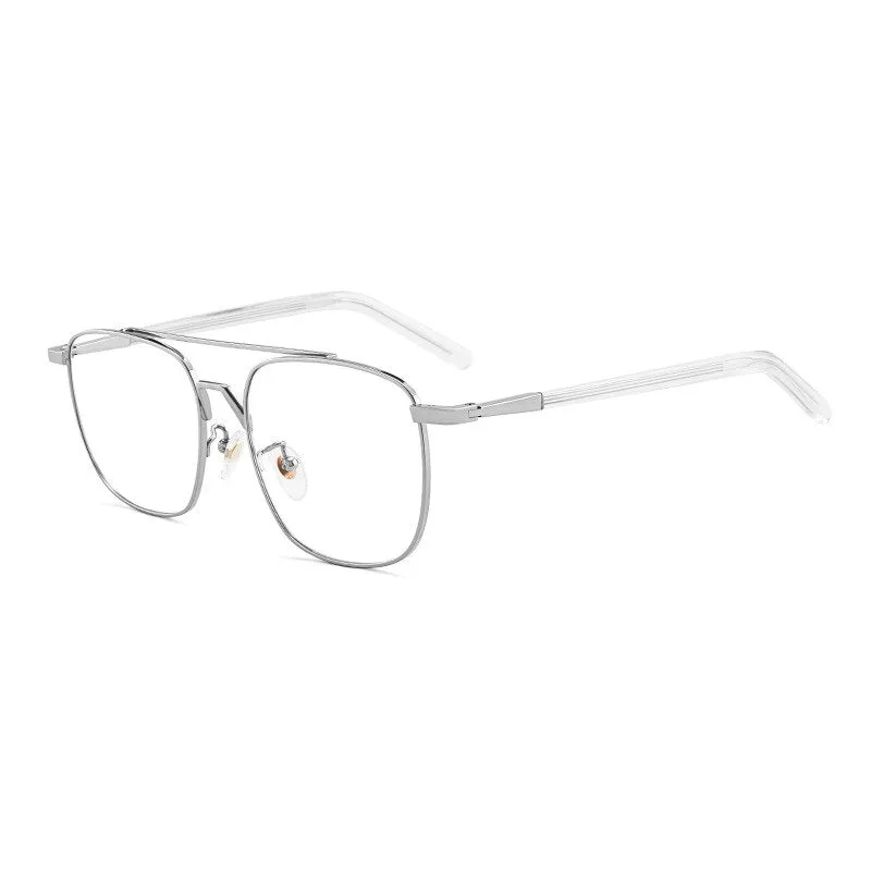 Aissuarvey Men's Round Full Rim Titanium Frame Eyeglasses Double Bridge