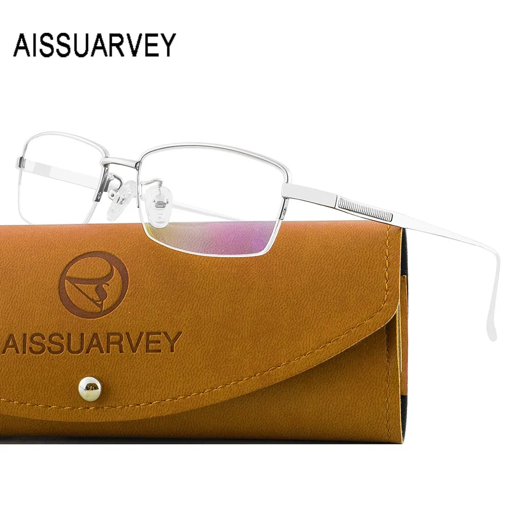 Aissuarvey Men's Semi Rim Titanium Frame Eyeglasses As180471