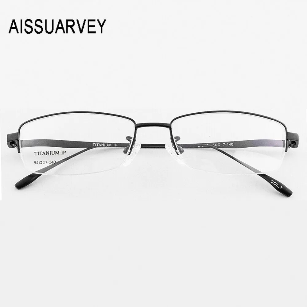 Aissuarvey Men's Semi Rim Titanium Frame Eyeglasses As180471