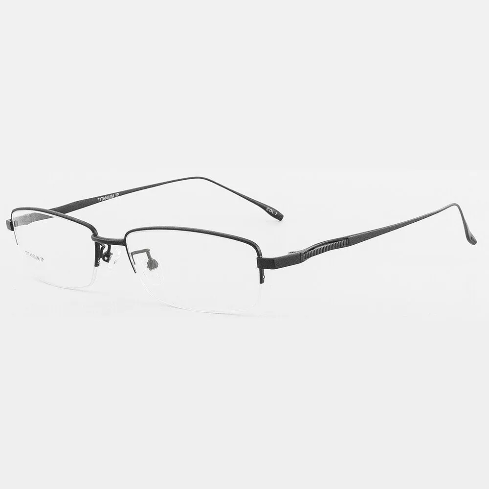 Aissuarvey Men's Semi Rim Titanium Frame Eyeglasses As180471