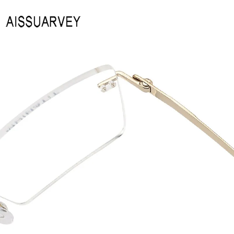 Aissuarvey Rectangular Lens Rimless Titanium Frame Men's Eyeglasses