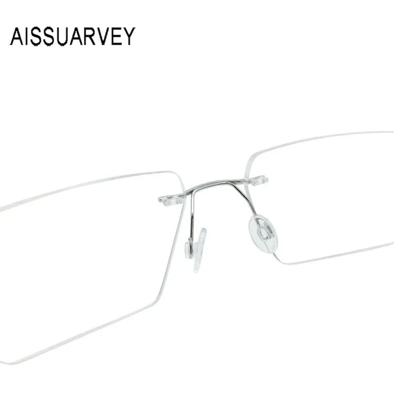 Aissuarvey Rectangular Lens Rimless Titanium Frame Men's Eyeglasses