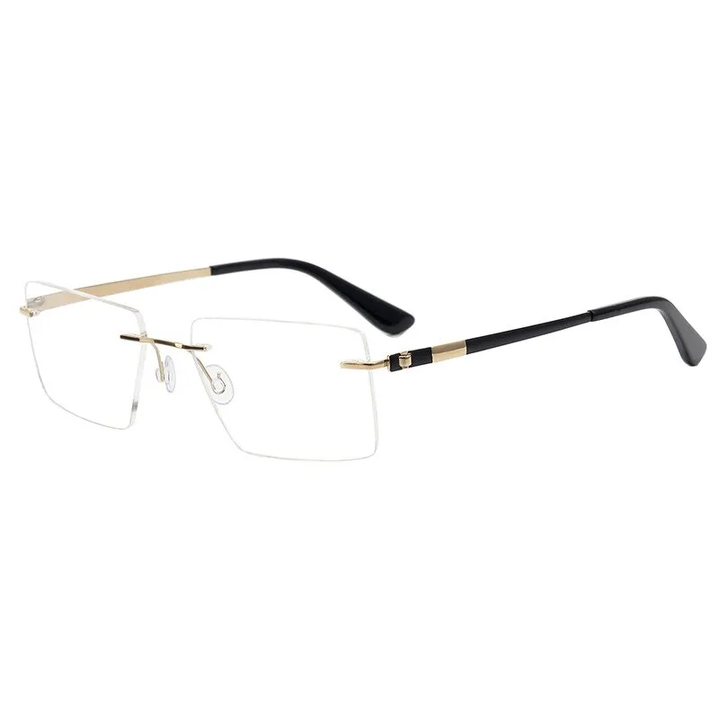 Aissuarvey Rectangular Lens Rimless Titanium Frame Men's Eyeglasses