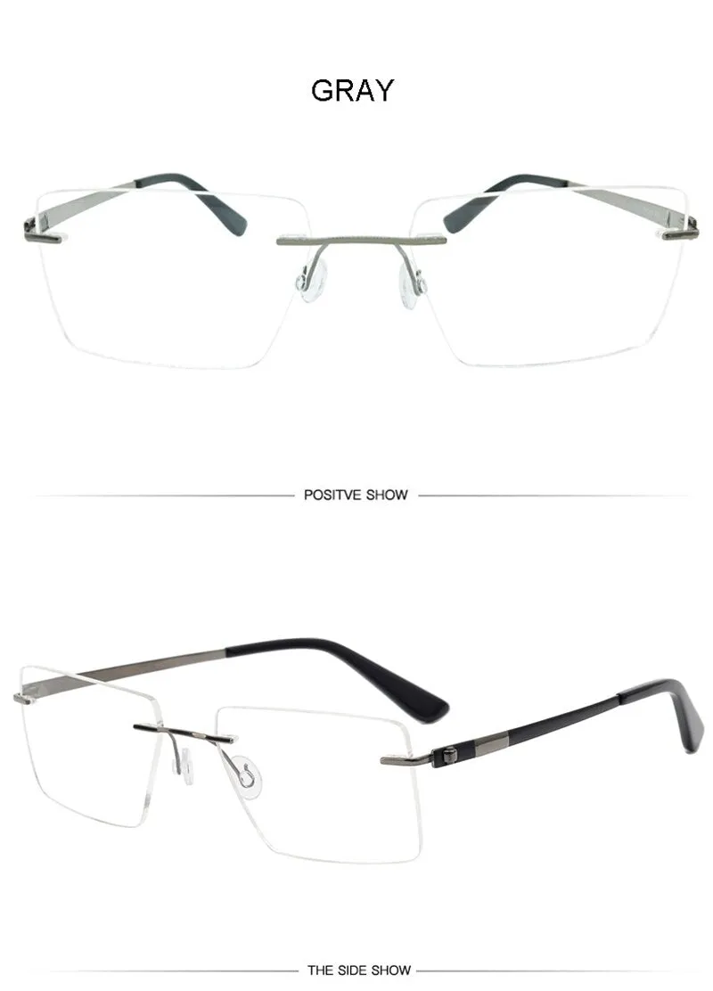 Aissuarvey Rectangular Lens Rimless Titanium Frame Men's Eyeglasses