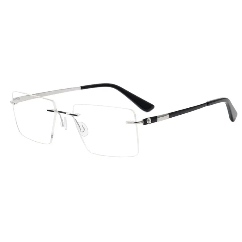 Aissuarvey Rectangular Lens Rimless Titanium Frame Men's Eyeglasses