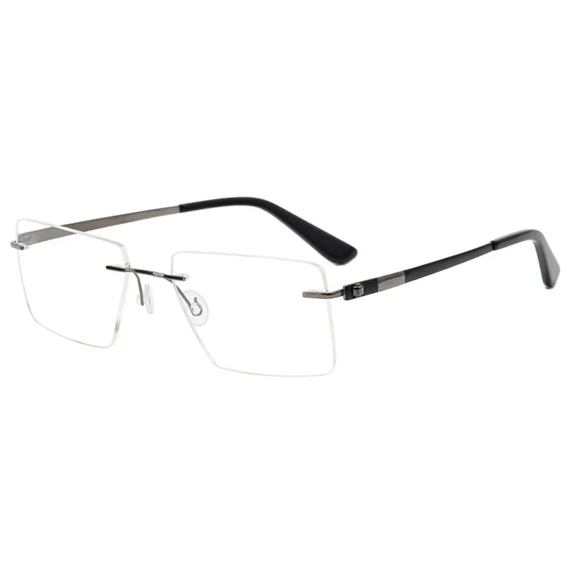 Aissuarvey Rectangular Lens Rimless Titanium Frame Men's Eyeglasses