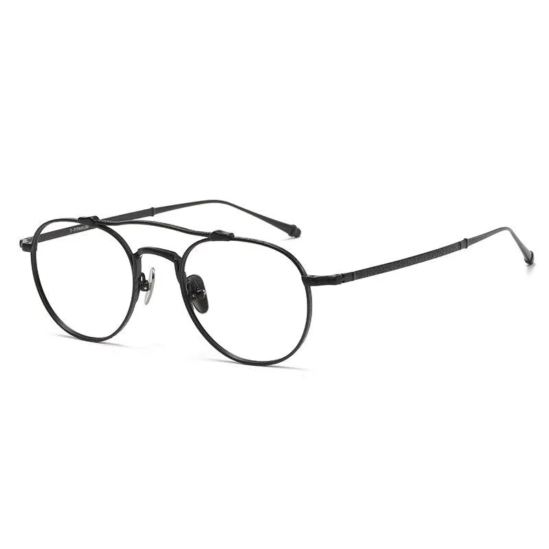 Aissuarvey Unisex Full Rim Round Double Bridge Titanium Eyeglasses 5021145c