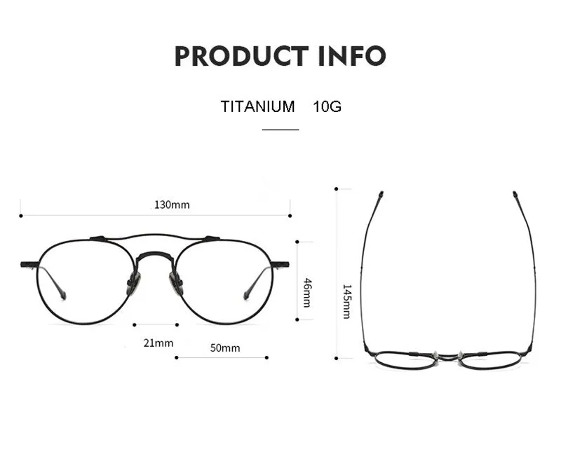 Aissuarvey Unisex Full Rim Round Double Bridge Titanium Eyeglasses 5021145c