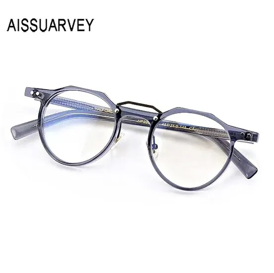 Aissuarvey Unisex Full Rim Round Light Acetate Frame Eyeglasses Hp20205