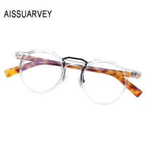 Aissuarvey Unisex Full Rim Round Light Acetate Frame Eyeglasses Hp20205