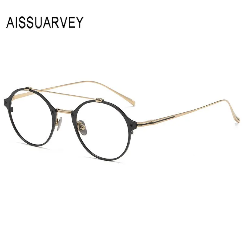 Aissuarvey Unisex Full Rim Small Round Double Bridge Titanium Eyeglasses 4822145d