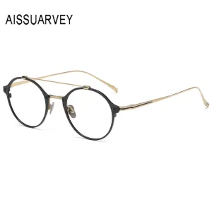 Aissuarvey Unisex Full Rim Small Round Double Bridge Titanium Eyeglasses 4822145d