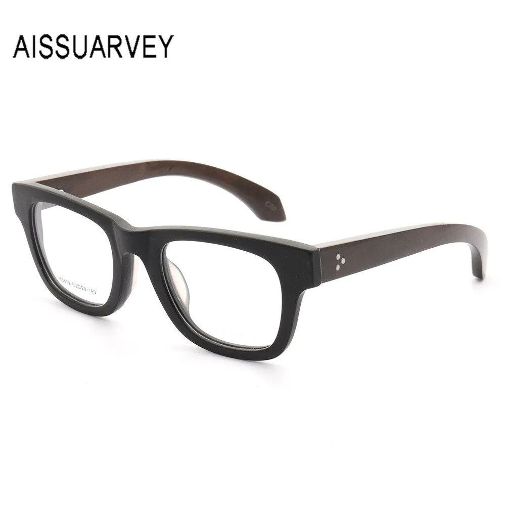 Aissuarvey Unisex Full Rim Square Frame Wooden Eyeglasses K6612