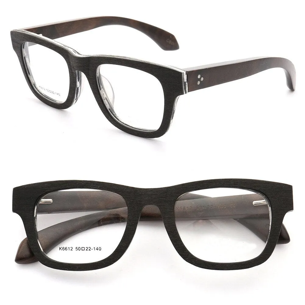 Aissuarvey Unisex Full Rim Square Frame Wooden Eyeglasses K6612