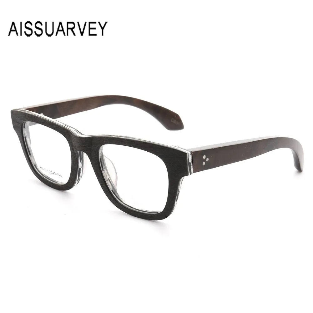 Aissuarvey Unisex Full Rim Square Frame Wooden Eyeglasses K6612