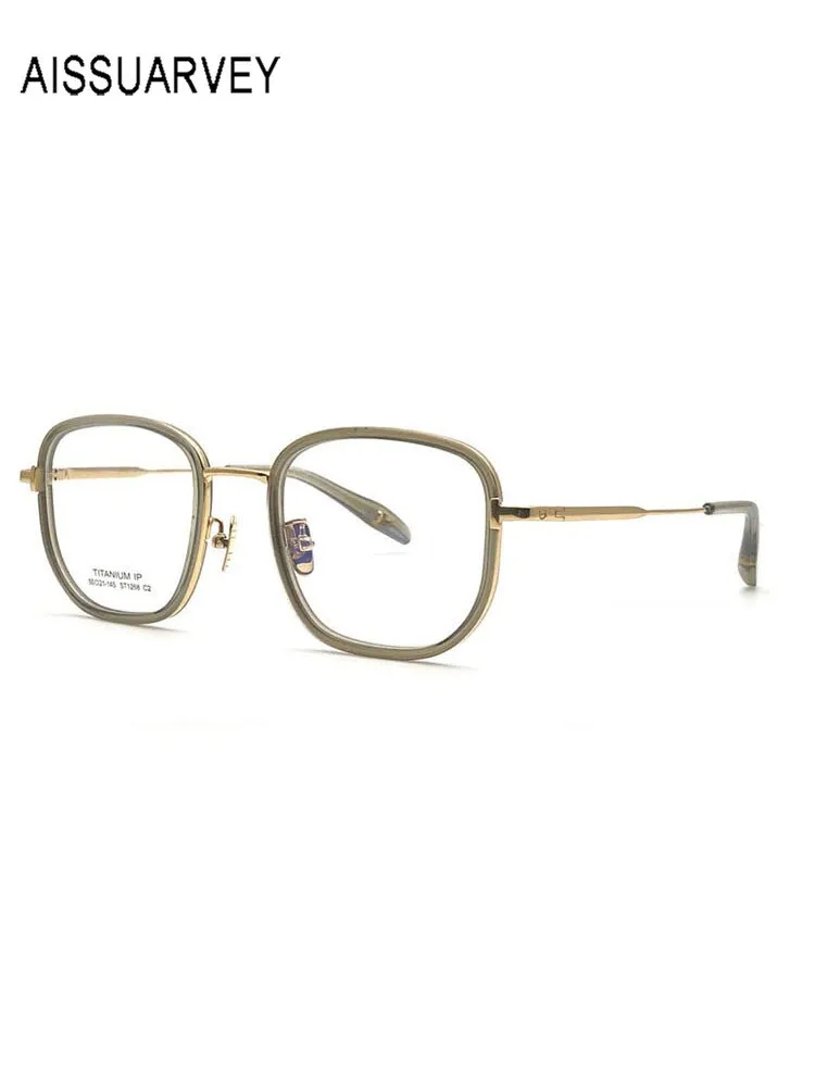 Aissuarvey Unisex Full Rim Titanium Acetate Round Square Eyeglasses St1268