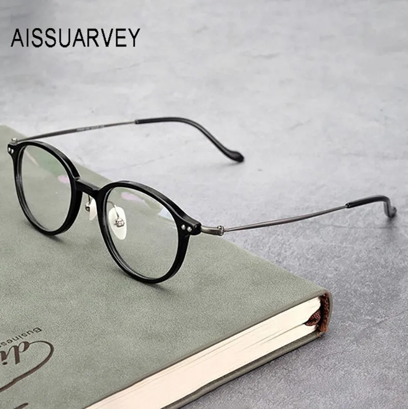 Aissuarvey Unisex Round Full Rim Acetate Titanium Frame Eyeglasses As190001