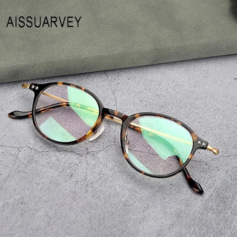 Aissuarvey Unisex Round Full Rim Acetate Titanium Frame Eyeglasses As190001