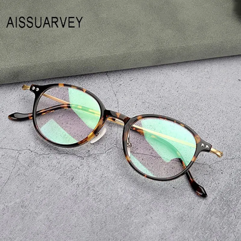 Aissuarvey Unisex Round Full Rim Acetate Titanium Frame Eyeglasses As190001