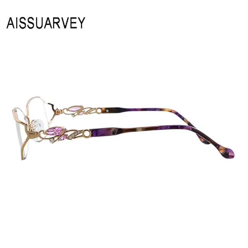 Aissuarvey Women's Full Rim Alloy Acetate Frame Eyeglasses Rhinestones As75045