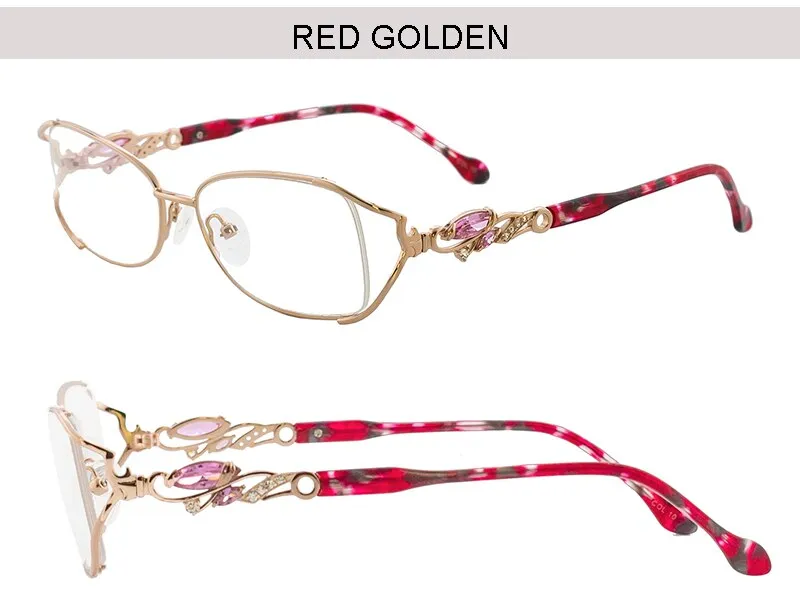 Aissuarvey Women's Full Rim Alloy Acetate Frame Eyeglasses Rhinestones As75045