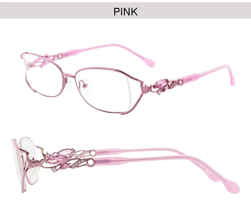 Aissuarvey Women's Full Rim Alloy Acetate Frame Eyeglasses Rhinestones As75045