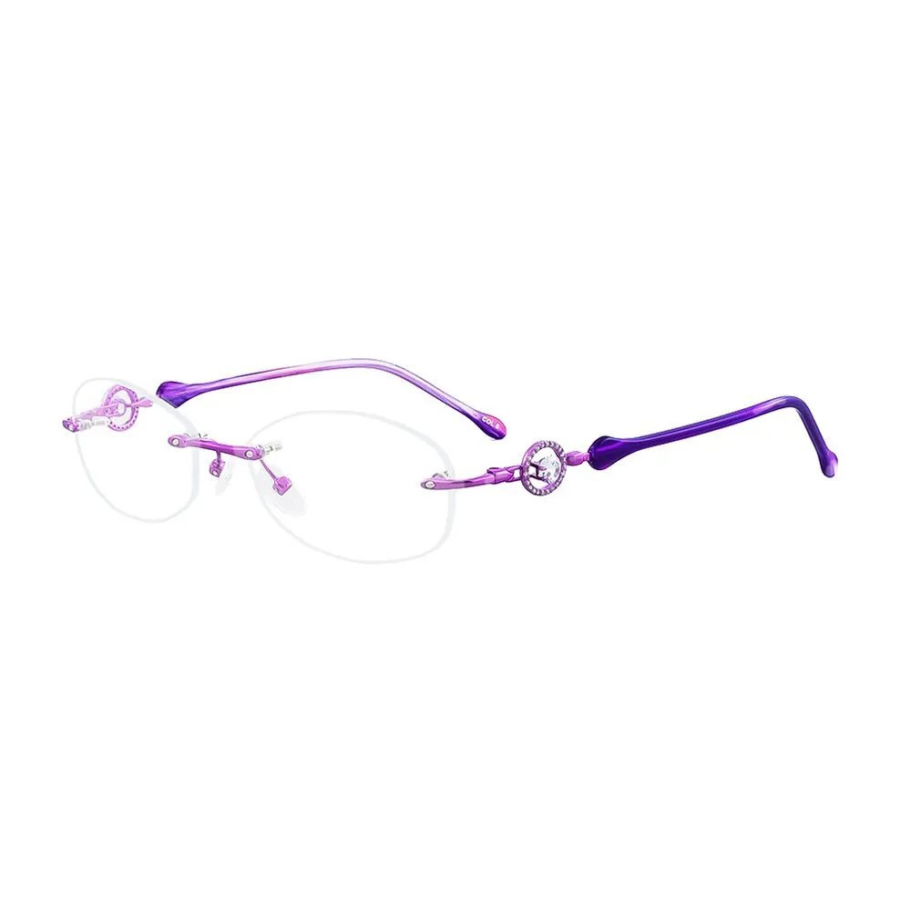 Aissuarvey Women's Rimless Acetate Alloy Frame Rhinestones Eyeglasses As113097