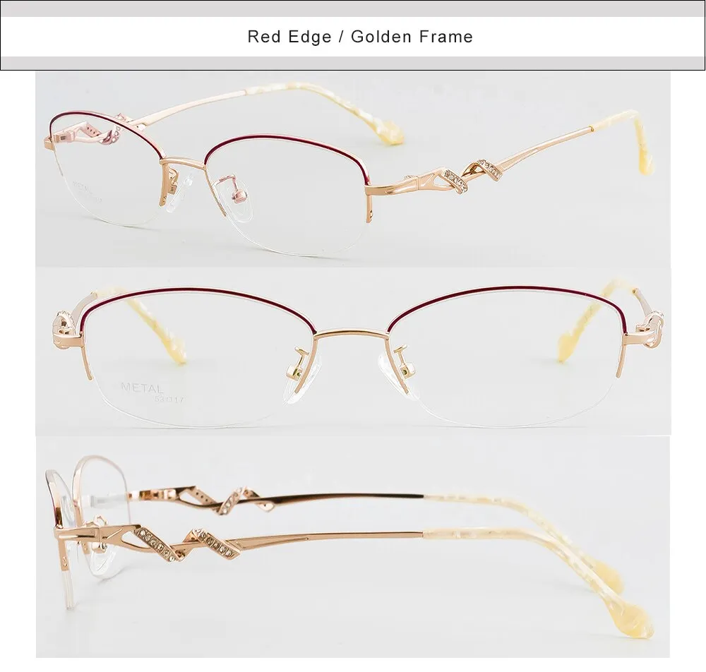 Aissuarvey Women's Semi Rim Alloy Frame Rhinestone Eyeglasses As125321