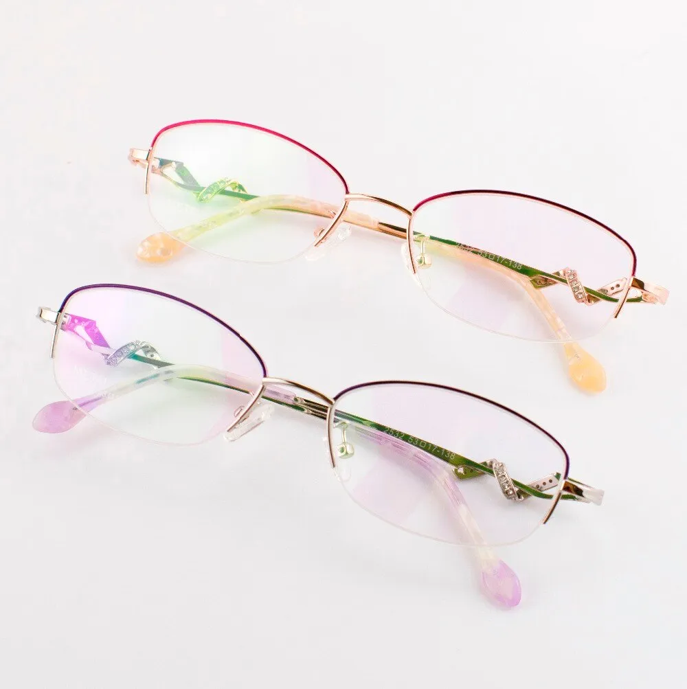 Aissuarvey Women's Semi Rim Alloy Frame Rhinestone Eyeglasses As125321