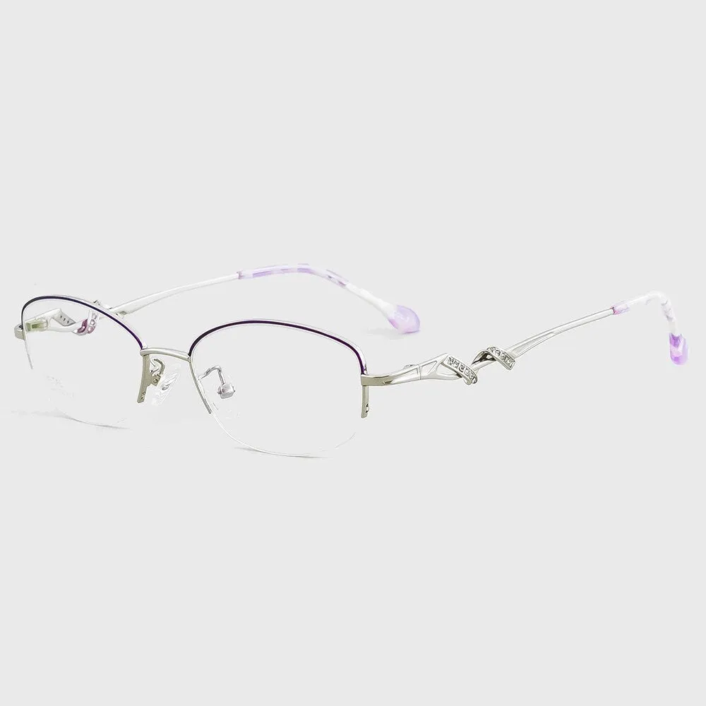 Aissuarvey Women's Semi Rim Alloy Frame Rhinestone Eyeglasses As125321