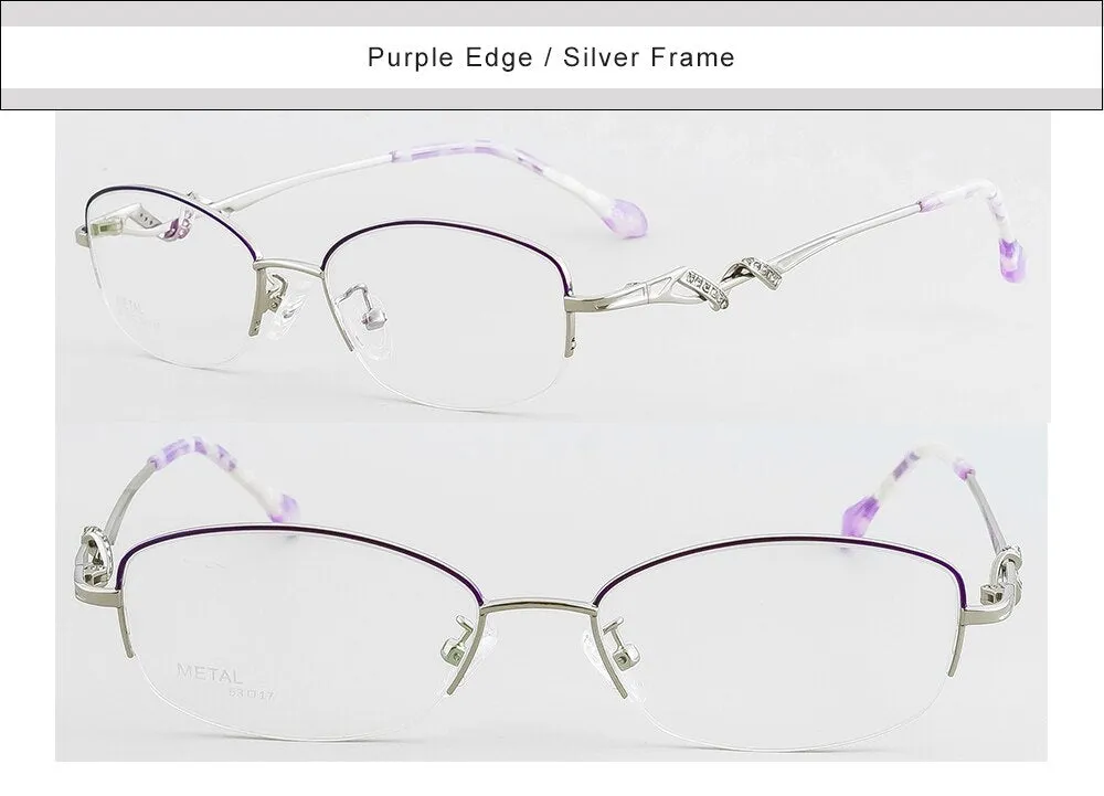 Aissuarvey Women's Semi Rim Alloy Frame Rhinestone Eyeglasses As125321