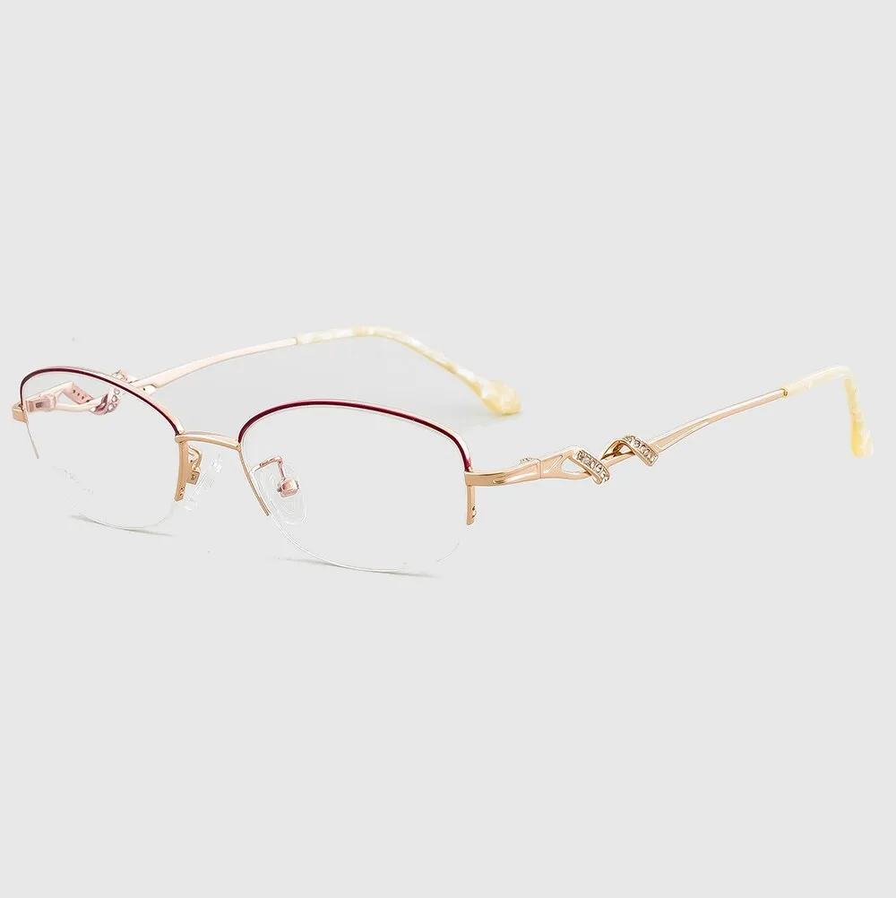 Aissuarvey Women's Semi Rim Alloy Frame Rhinestone Eyeglasses As125321